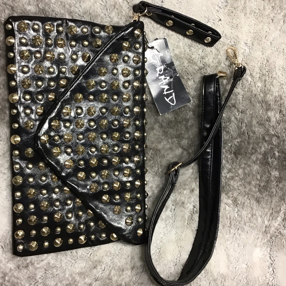 Glamorous Black Studded Clutch by [Brand]